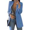 Summer Women Blazer Jacket Lapel All-match Open Front Stylish Office Lady Slim Suit Overcoat Solid Color Long Blazer