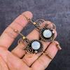 Natural Moonstone Gemstone Handmade Copper Wire Wrap Jewelry Earring 3.55" G0p68
