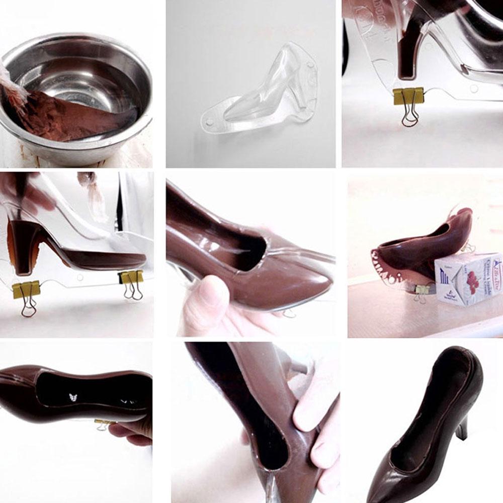 1PC High Heel 3D Polycarbonate Chocolate Mold Fondant Shoes Mould Cake Decorating Tools DIY Home Baking