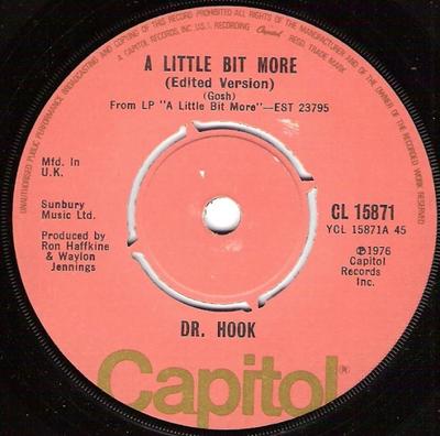 7-дюймовый рекорд DR. ХУК - Еще немного (Отредактированная версия) CL15871 Capitol Records 1976 UK Рок Б/У