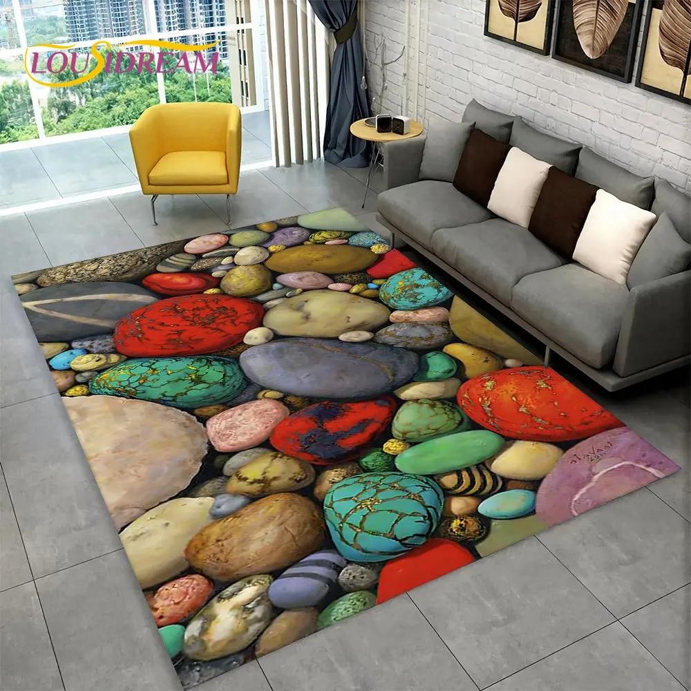 3D каменный след, пляжная галька, ковер, ковер для дома, гостиной, спальни, дивана, коврик для кухни, декор, нескользящий напольный коврик