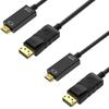 Кабель 4K DisplayPort - HDMI 1,8 метра однонаправленная передача для Lenovo HP Dell AMD Asus Nvidia [Комплект из 2 штук] Phonillico®