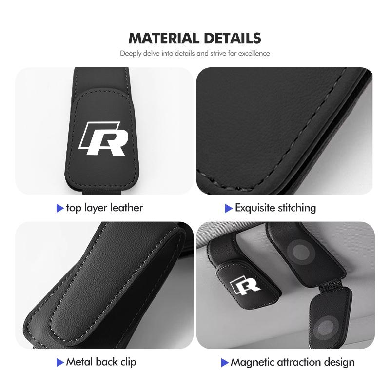 Car Sun Visor Glasses Clip Leather Hidden Card Slot Organizer For Volkswagen VW mk6 CC B5 B6 B7 Golf 4 5 6 7 Scirocco Sagitar zk2