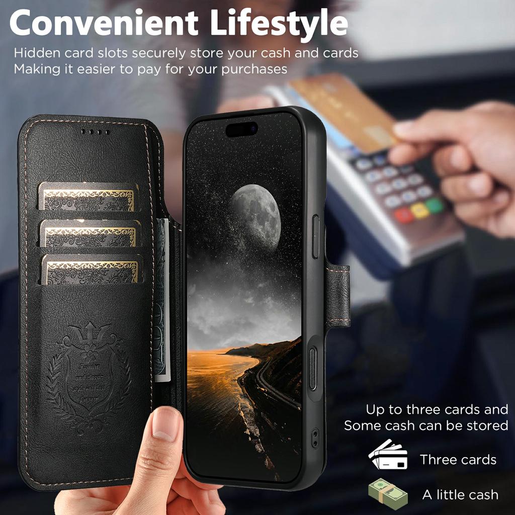 SUTENI Q-05 For iPhone 17 Air Wallet Case 2 in 1 Detachable Leather Flip Phone Cover with Stand