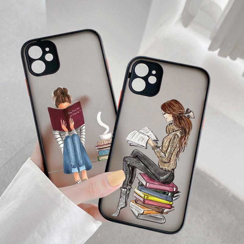 Читать книгу Кофе Девушка Чехол для телефона Милый чехол для iphone X XS XR 17 16 15 13 14 12 11 Pro Max Mini 16 15 14 Plus Ударопрочный чехол