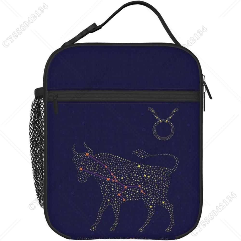 Zodiac Sign Taurus Lunch Box - Insulated Lunch Bags For Women/Men/Girls/Boys Detachable Handle Lunchbox Meal Tote Bag