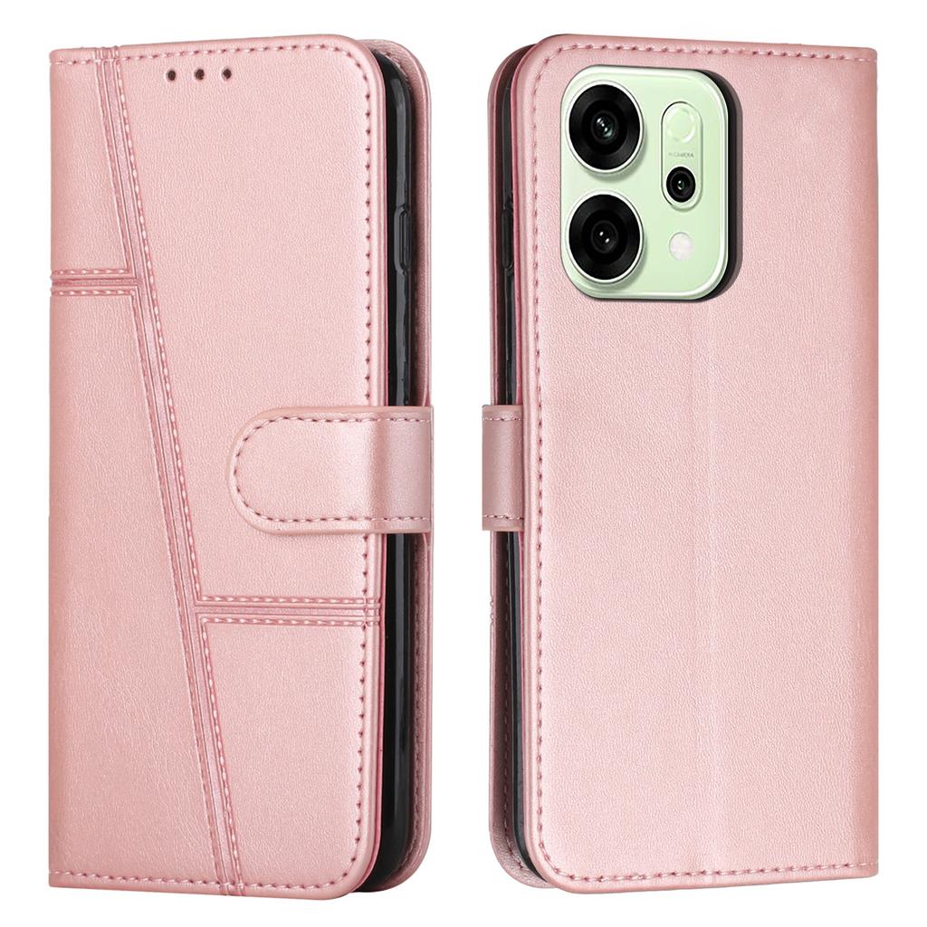For Oppo Reno14 5G (Global)/Reno14 F 5G Leather Phone Case Foldable Stand Wallet Flip Cover with Strap