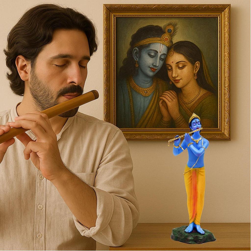Standing Krishna Statue - Elegant Krishna Idol Small for Home Decor - Exquisite Krishna Idol Figurine for Spiritual Decor