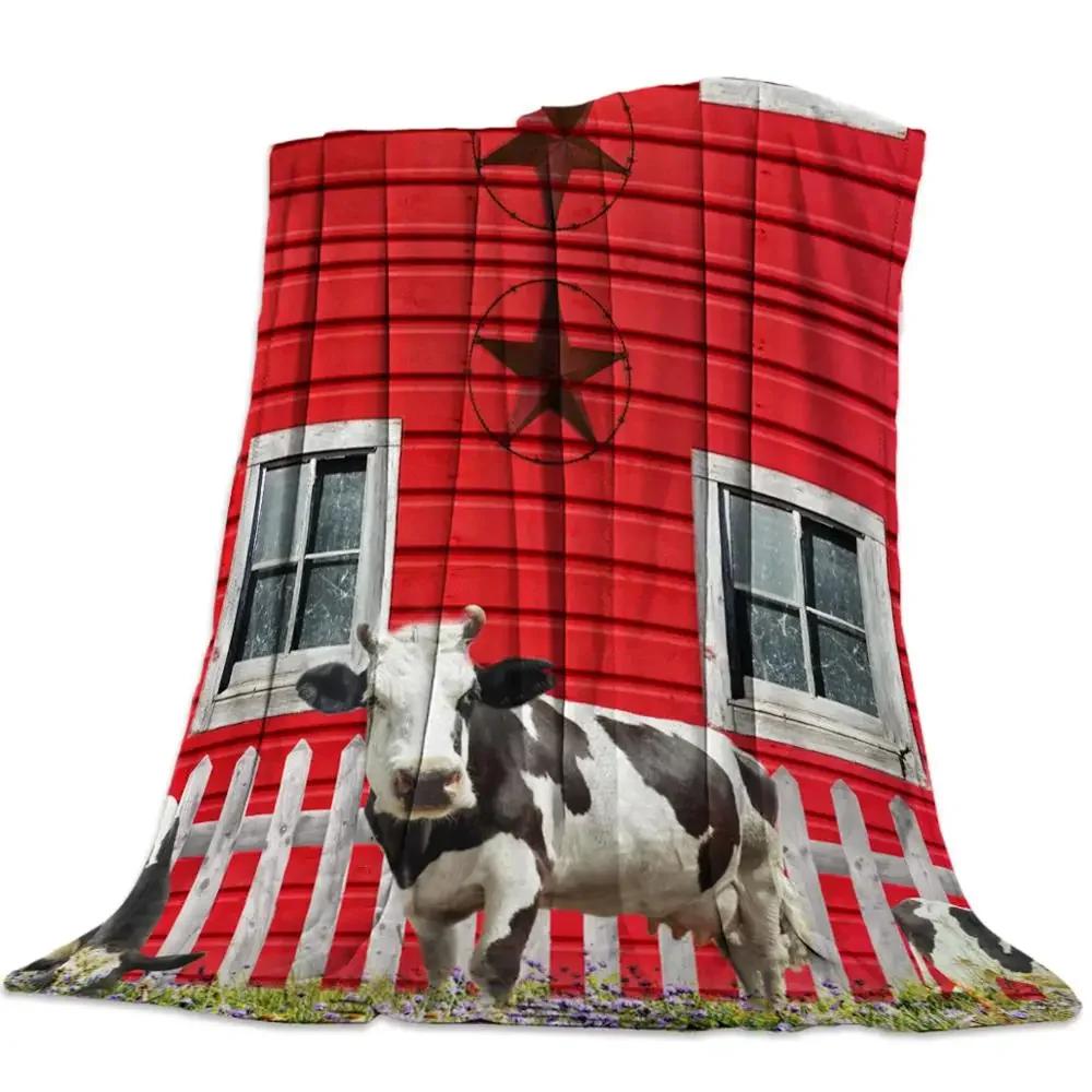 Cow Pattern Flannel Fleece Bed Blanket Bedspread Coverlet Bed Cover Soft Lightweight Warm Cozy Throw Blankets Queen King Size