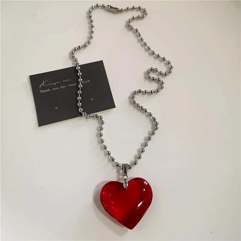 Готическое панк хип-хоп ожерелье с крестом - Y2K красное сердце шипы цепь персонализированные трендовые аксессуары
