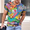 Cartoon Pattern Tees Mens Retro Style Summer T Shirts Men Streetwear 3D Print T Shirt Fashion O Neck Short Sleeve Tops