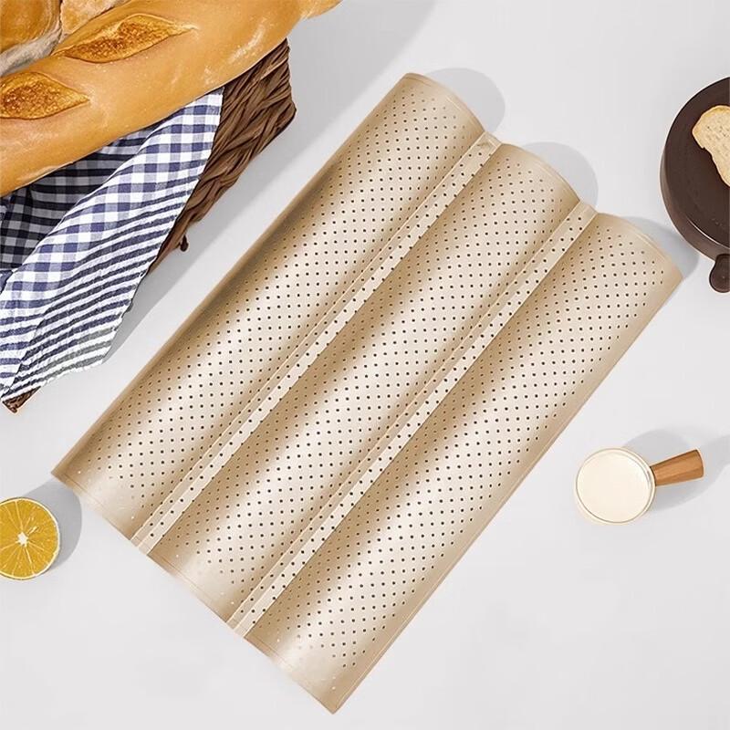 WS Золотая антипригарная форма для выпечки багетов с волнистым дном