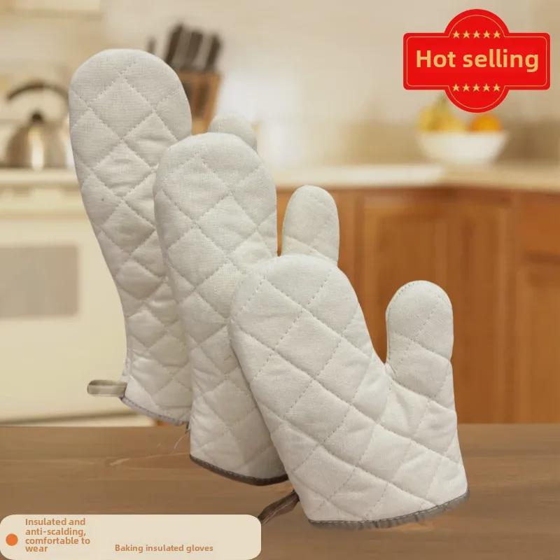Удлиненные термостойкие хлопковые перчатки для духовки — утолщенные для кухни, микроволновки, выпечки и защиты от ожогов