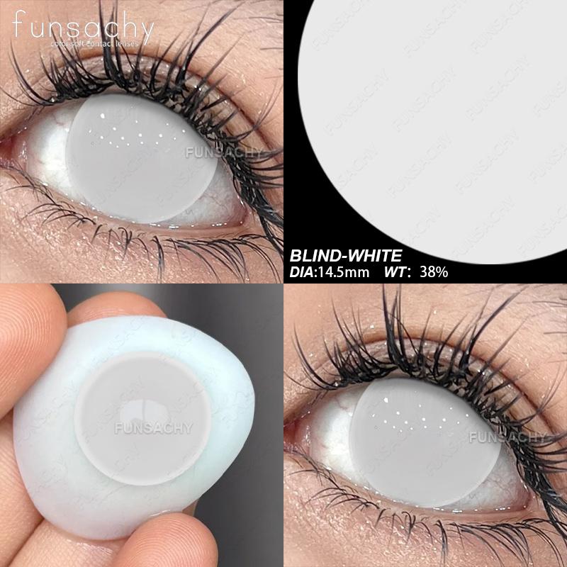 FUNSACHY 2pcs Anime Cosplay Contact Lenses Colored Lens for Crazy Halloween Solid Color Blue Contacts Pink Beauty Pupil Yearly