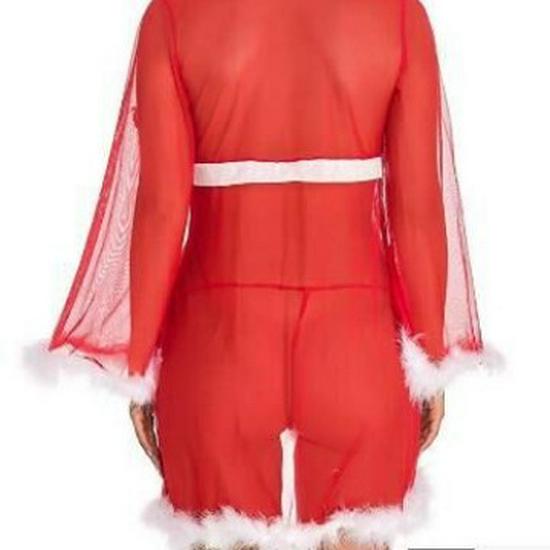 Сексуальная рождественская ночная сорочка в европейском стиле с кружевной отделкой и сетчатой спинкой для женщин