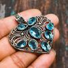 Swiss Blue Topaz, Gemstone Handmade 925 Sterling Silver Jewelry Pendant