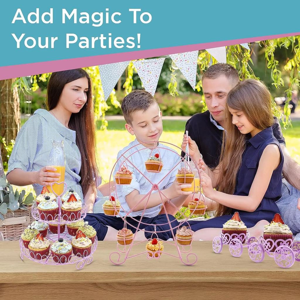 Подставка для кексов «Колесо обозрения» на 8 чашек, вращающийся держатель для кексов, украшение для свадебной вечеринки, сервировка кондитерских изделий и десертов