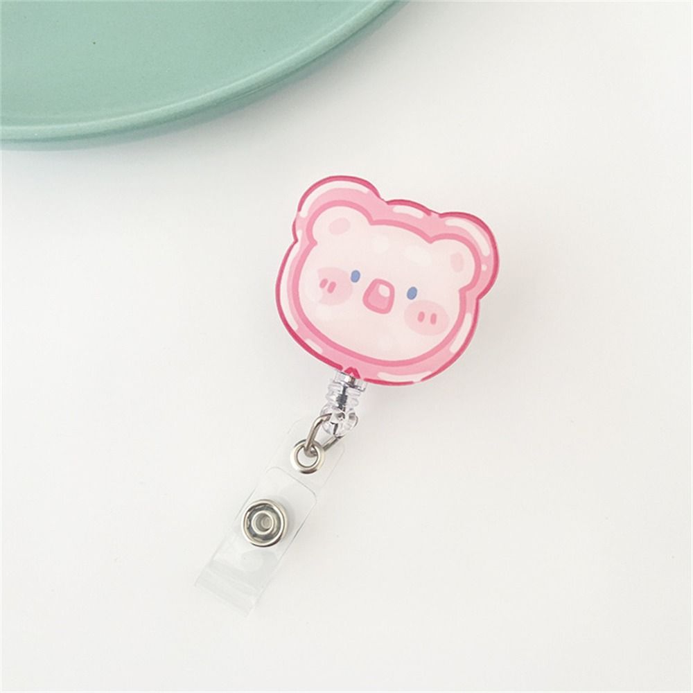 Name Tag Cartoon Rabbit Bear Chest Card Students ID Card Clips Name Card Holder Retractable Badge Reel Nurse Badge Holder