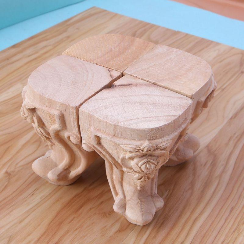 4 Pcs Table Legs, Sofa Beds, Carved Wooden Furniture, Replaceable Fittings, Durable Load-bearing Capacity