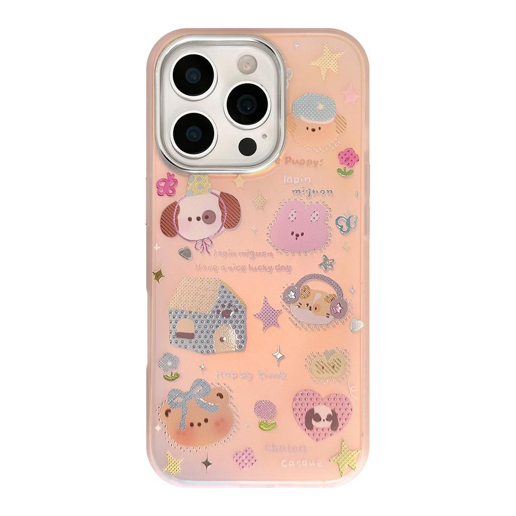 Suitable for gilding iphone15Phone case17Promax Laser pink cartoon16Anti-Fall14Korean Style13Hard case