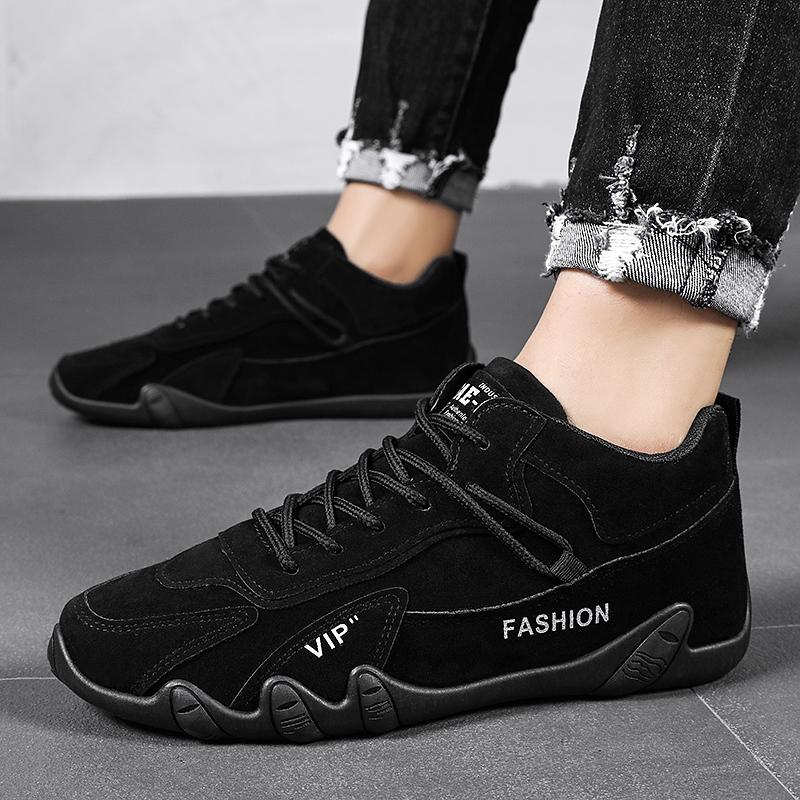 Fashion Spring and Autumn Pure Color Lace-up Flat Shoes Men Fashion Casual Sports Light Shoes Breathable Walking Shoes Men