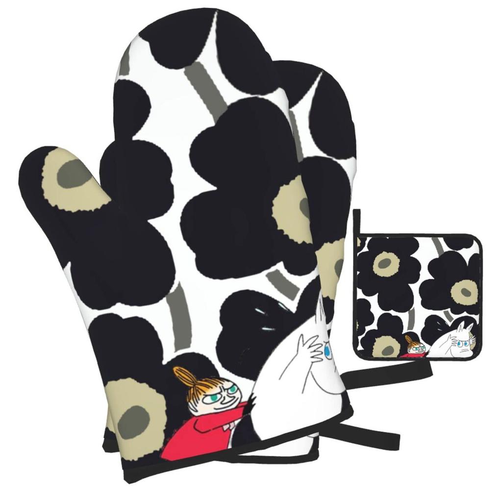 Прихватки Муми-тролль и стильные и милые варежки для духовки с защитой от ожогов, набор кухонных перчаток для левой и правой руки, термостойкие варежки унисекс, противоскользящие