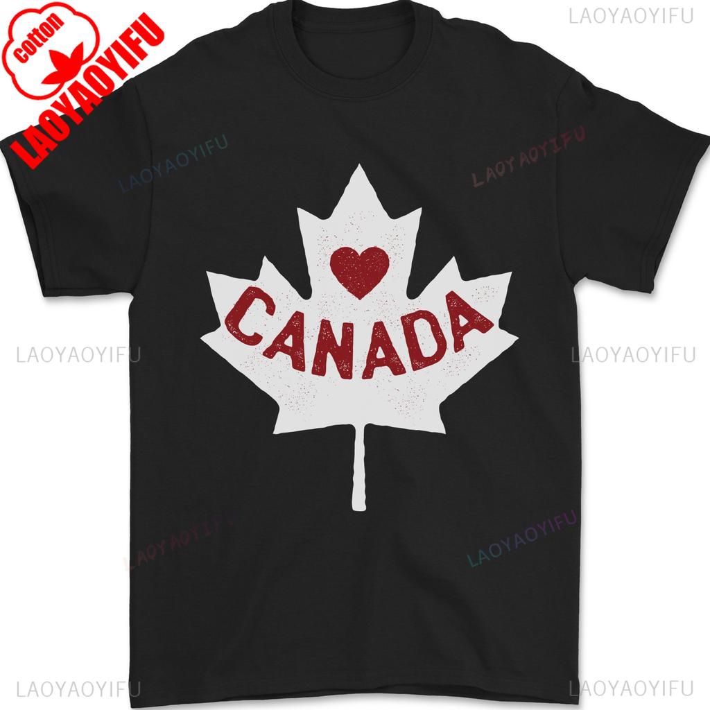 Canada Heart Tshirt Canadian Flag Unisex TShirt Maple Leaf Graphic Printed T Shirt Men Women Fashion Crewneck Cotton Tee Tops