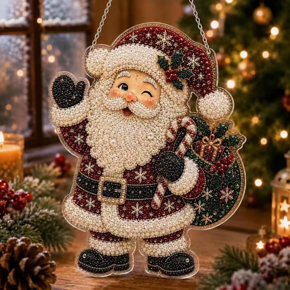 Christmas Pearl Diamond Painting 2D Flat Hanging Decor DIY Hanging Ornament Nativity Scene