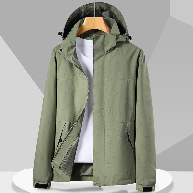 New Single-layer Jacket Trendy Breathable Outdoor Thin Jacket Removable Cap Windproof Waterproof Trench Coat Men