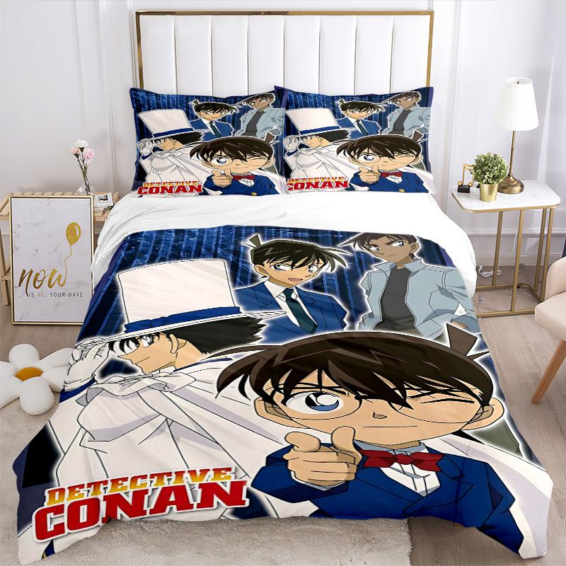 Detective Conan Mystery Print 3Pcs Bedding Setduvet Cover With 2 Bedropillowcase Home Birthday Gift