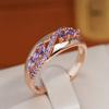 Shiny Purple Zircon Rings For Women Luxury Gold Color Party Ring Personality Jewelry Accessories