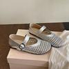 Mesh Mary Jane Women's Shoes Summer 2025 New Hollow Shallow Mouth Flat Heel Flat Bottom Belt Buckle Non-slip Single Shoes