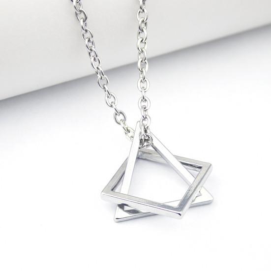 Men Necklace Contrast Color Triangle Shape Hip-hop Style Retro Men Pendant for Daily Wear