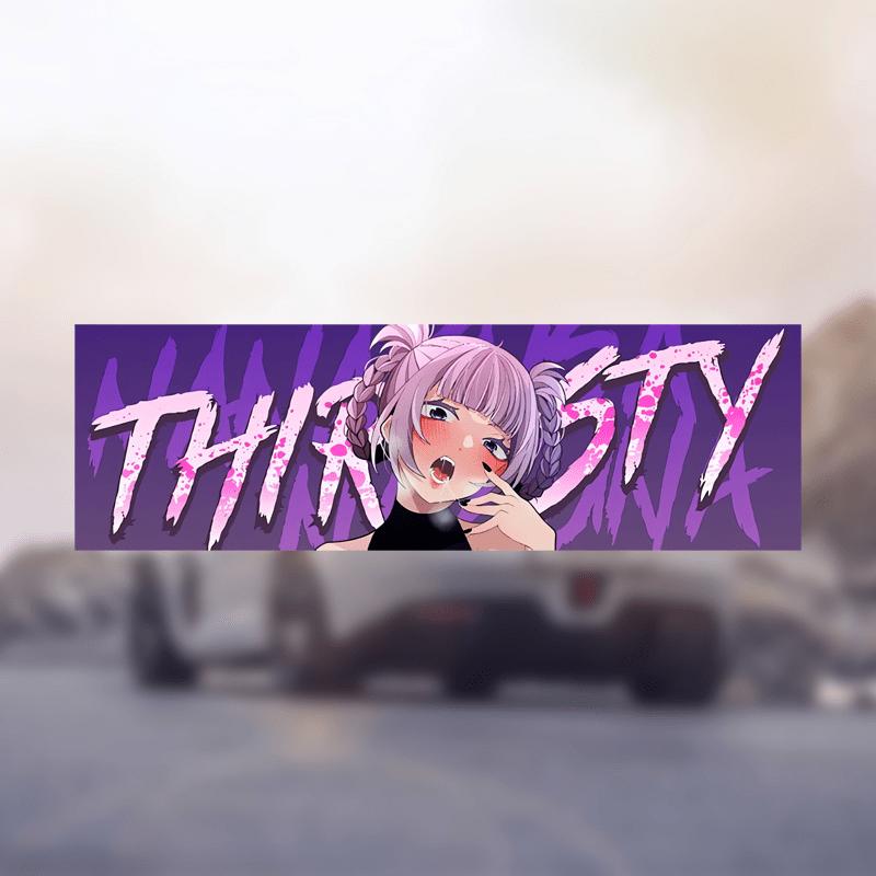 Розовая наклейка с двойным пучком в стиле аниме THIRSTY 1 шт., 2D плоская водостойкая виниловая наклейка для автомобиля, скейтборда, багажа