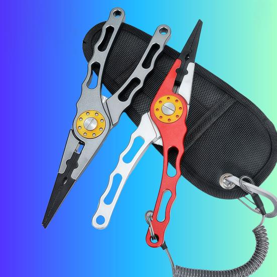 Плоскогубцы для рыбалки из алюминиевого сплава, эргономичная рукоятка, многофункциональный инструмент для открывания колец, резак для PE-лески, экстрактор крючков, ножницы для лески, рыболовные аксессуары