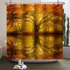 Autumn Forest Maple Shower Curtain Natural Jungle Leaves Pumpkin Fall Bathroom Shower Curtain Waterproof Shower Curtain Decor