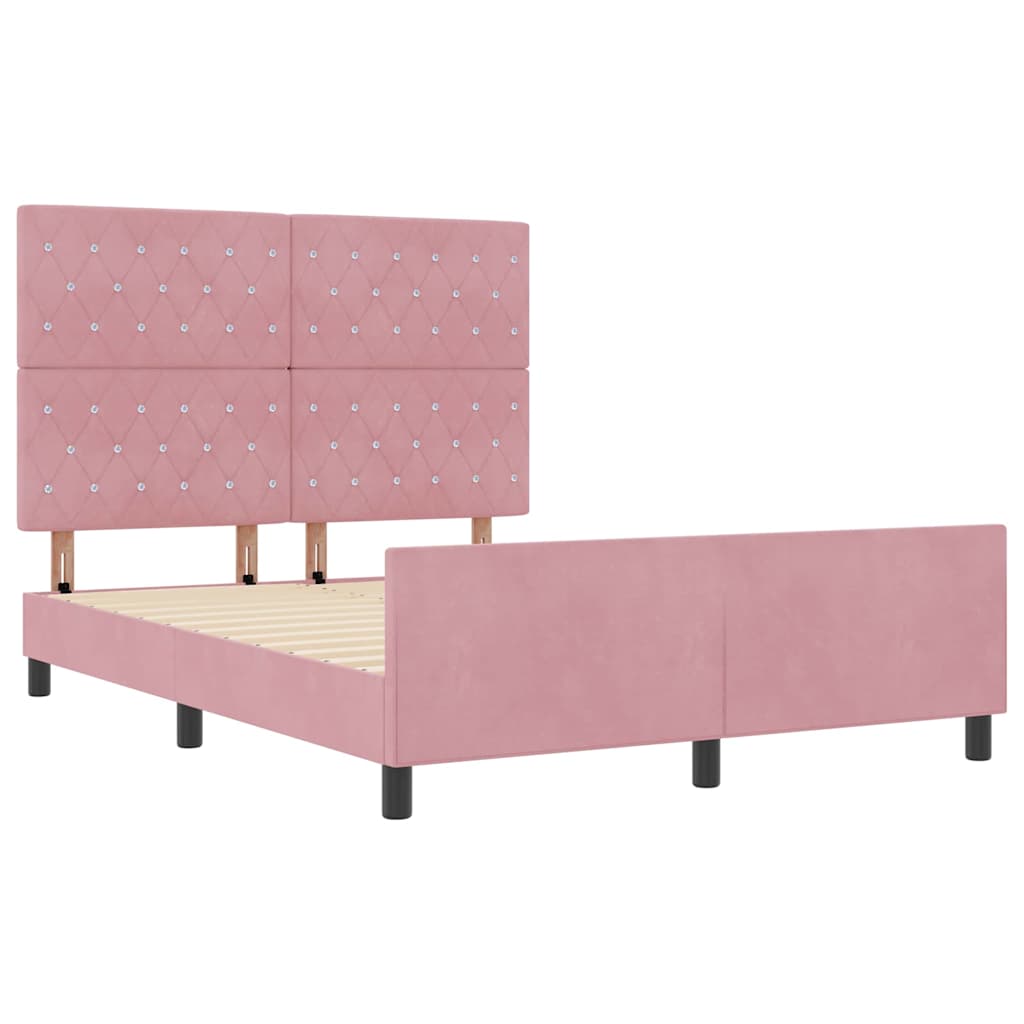 Boxspring Bed with Headboard Pink 140 x 190 cm Velvet