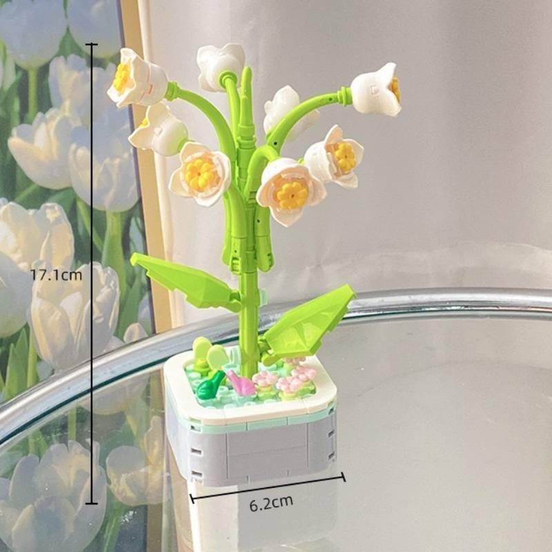 Sunflower Rose Lotus Lily Of The Valley Hyacinth Flowerpot Building Gift Blocks
