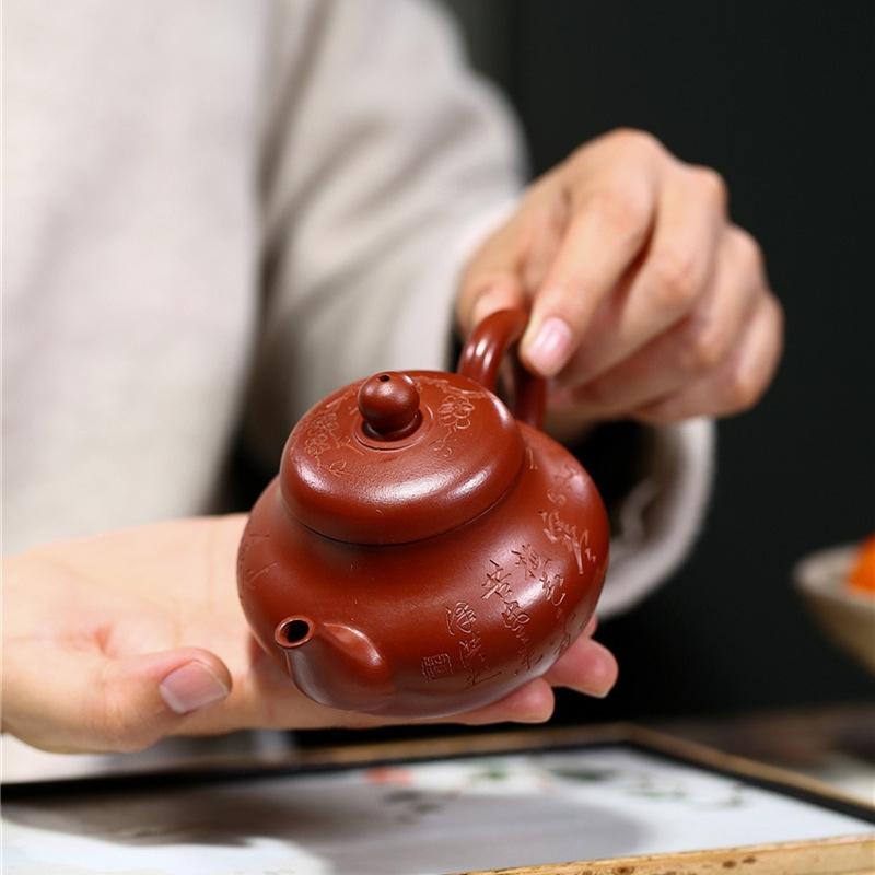 Исинский фиолетовый глиняный чайник, оригинальный мойный Dahongpao, изысканный резной чайник Hanxiang Junde, чайный сервиз кунг-фу, чайник 190 мл