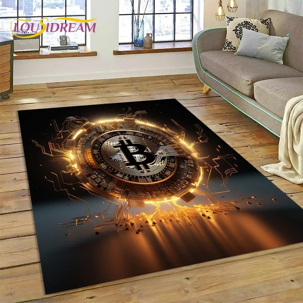 3D Ковер Bitcoin Виртуальная Валюта NFT для Спальни Гостиной Дома Декор Дивана, Детская Игра Большой Декоративный Напольный Коврик