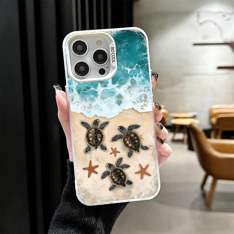 Летняя Морская Черепаха Милый Ударопрочный Чехол для Телефона для iPhone 17 Air 16 16E 15 Pro Max 14 Plus 13 Mini 12 Задняя Крышка Противоударный Fundas