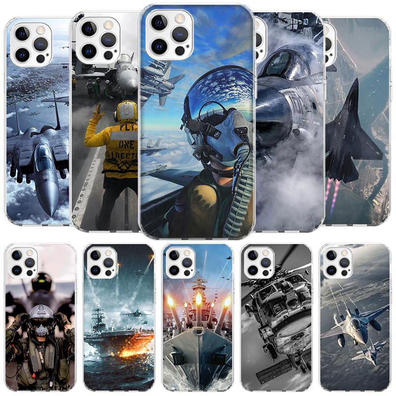 Military Aircraft Warship Fighter Cover Phone Case For iPhone 16 17 Air 15 14 Pro Max 16E Phone Case 13 Mini 12 11 7 SE 8 Print