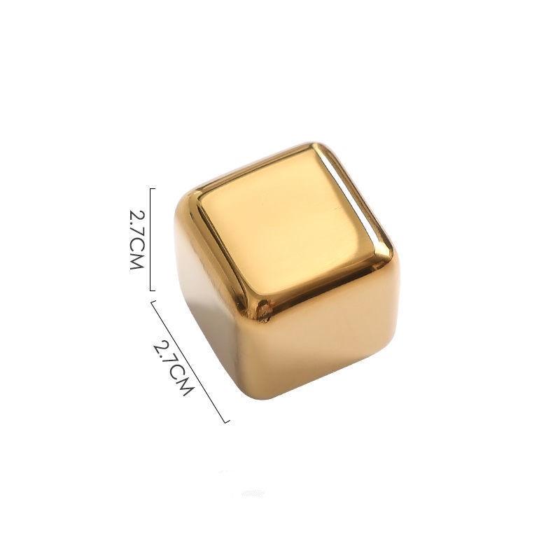 Набор кубиков льда для виски из нержавеющей стали с золотым покрытием - металлическая быстрозамораживающаяся сталь 304 для виски, вина и многого другого