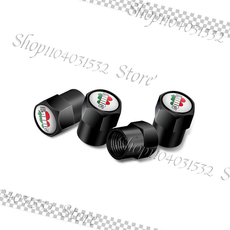 KUBEL1 4Pcs Car Styling Emblem Car Wheel Tire Valve Caps Rim Stem Dust-proof Covers For Alfa Romeo 147 156 166 159 Giulietta Mito Decor