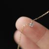 S925 Sterling Silver All-Match Slim Solitaire Necklace Female Special-Interest Design One Star Twin Clavicle Chain