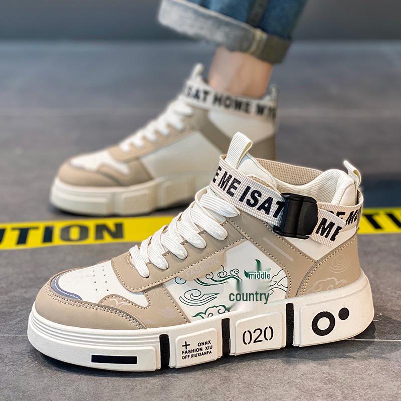 Детские высокие белые кроссовки для мальчиков и девочек на весну-осень 2025 года