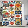 Colorful Tile Pattern Waterproof Shower Curtain Heat Resistant Machine Washable Non-Transparent 180x180cm