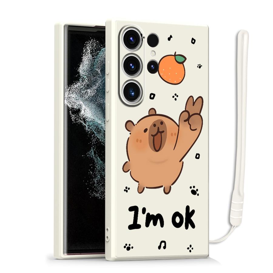 Case for Samsung Galaxy S26 S24 Ultra S20 FE S22 S25 Edge Note 20 10 Ultra S23 S21 Plus Phone Cover I'm Ok Capybara