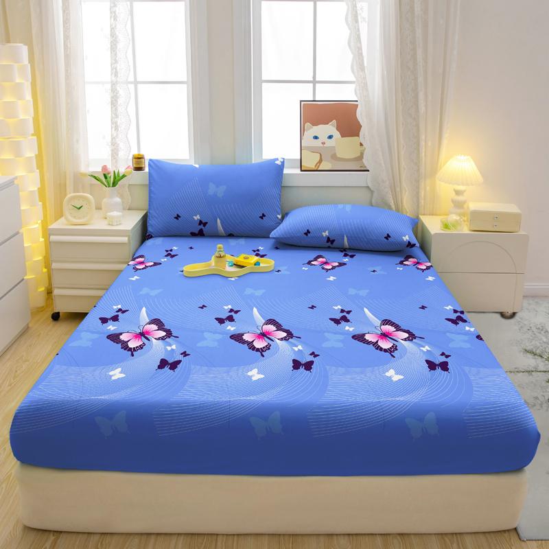 1 Simple Modern Butterfly Printed Matte Fitted Sheet, Bedroom Printed Bed Cover, Bedding (Excluding Pillowcases)