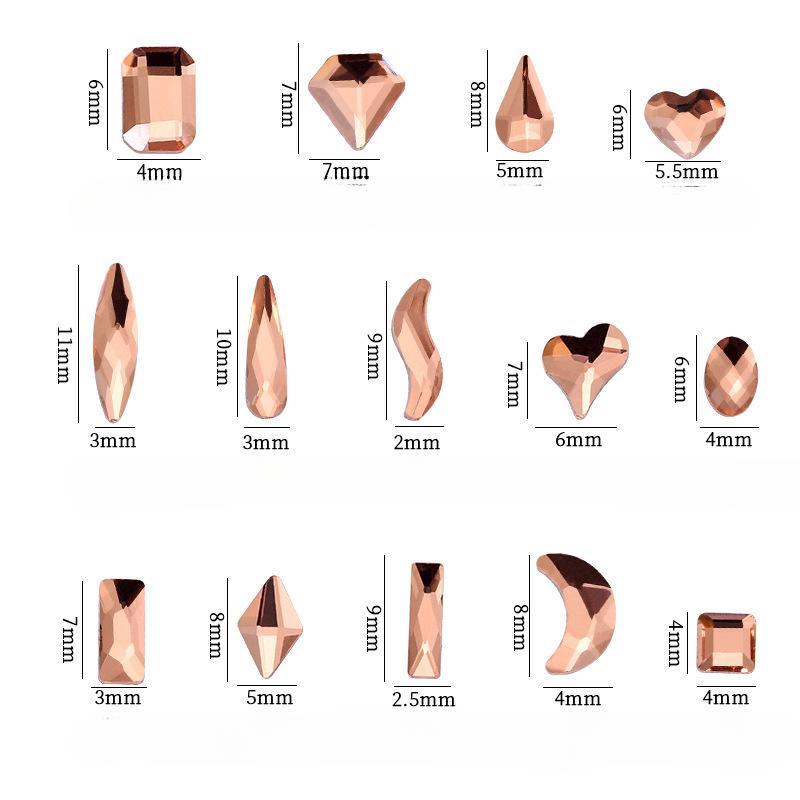 Water Red Nail Art Diamond Mixed Flat Bottom Special-Shaped Diamond Glass Crystal Diy Glass Nail Art Jewelry